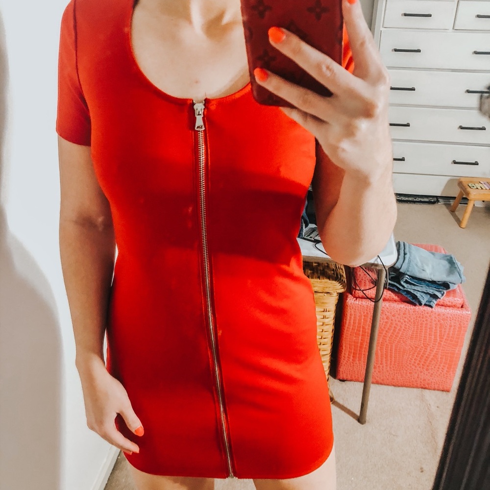 Forever 21 Red Zip Up Dress